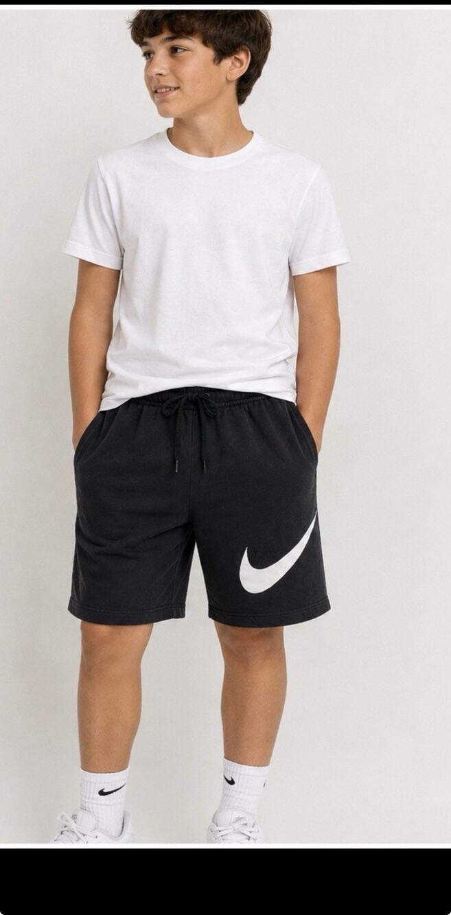 Nike Boys XXL Black Fleece Swoosh Drawstring Sweat Shorts Youth